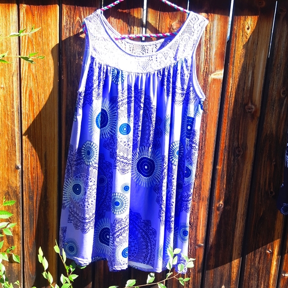 Purple Geo. Lace Beach cover up - Picture 1 of 7